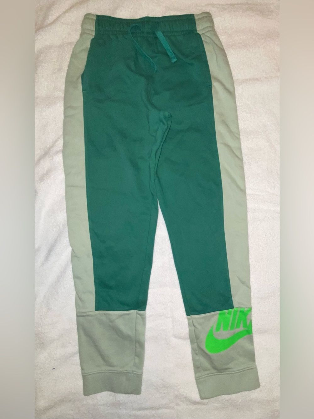 Nike Kids Green Two-Tone Logo Sweatpants
